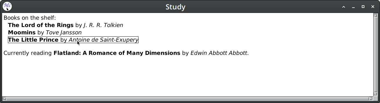 Screenshot of the first application.